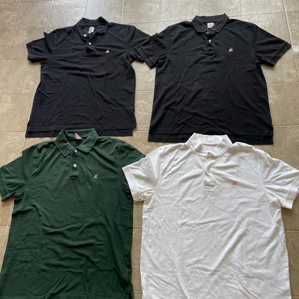 4 Brooks Brothers Black and Green Polo Shirts Classic Style